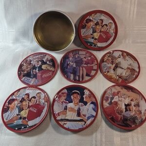 1997 Coca-Cola Nostalgic Coaster Collection in Red and Gold